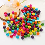400Pcs Colourful Wooden Beads Round Painted Wooden Bead Bulk Spacer Bead Large - Image 2
