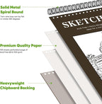 Soucolor 8x10 Sketch Book, 100 Sheets, 68lb Acid-Free Spiral Bound Pad | 68lb - Image 3
