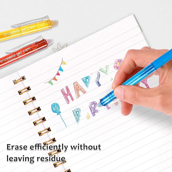 Lineon Erasable Gel Pens, 18 Colors Retractable Fine Point Erasable Pens Clicker - Image 4
