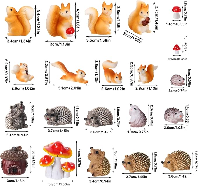 Fairy Garden Accessories, 34 Pieces Resin Squirrel Figures Miniature Garden - Image 7