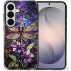 for Samsung Galaxy S26 Case, Stained Glass Dragonfly Pattern Glossy 2 in 1 - Image 2