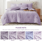 MUXHOMO 7 Pieces Queen Comforter Set, Seersucker Bed in a Bag Queen Size - Image 5