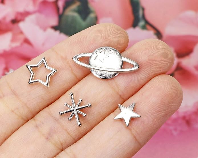 PENTA ANGEL Cosmos Themed Resin Fillers Charms Beads 42Pcs Gold Alloy Star Moon - Image 4