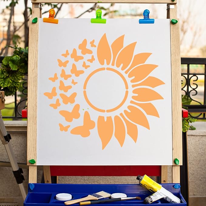 GORGECRAFT 12"X12"Sunflower Butterfly Stencil Flower Templates Sun Petals - Image 5
