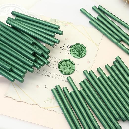 60pcs Wax Seal Sticks, Pine Green Sealing Wax Sticks, HOSEALING Glue Gun Wax - Image 2