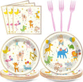 Qyeahkj 100PCS Party Animal Plates and Napkins Party Supplies Happy Birthday by Qyeahkj