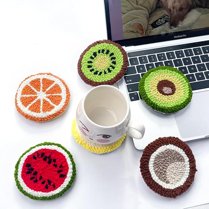 Avtytsda 6PCS Punch Needle Coaster Kit, Easy Punch Needle DIY Embroidery Set - Image 6