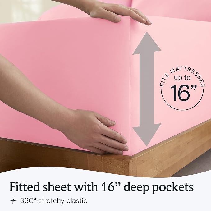 LuxClub 5 PC Split King Sheet Set, Deep Pockets Wrinkle Free Cooling Bed Sheets - Image 6