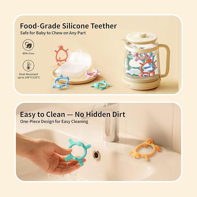 Pigeon Silicone Baby Teether – Multi-Textured Teething Relief Toys, Lightweight & Easy to Grasp, 3+ Months (Pink Rabbit, 1 Count)