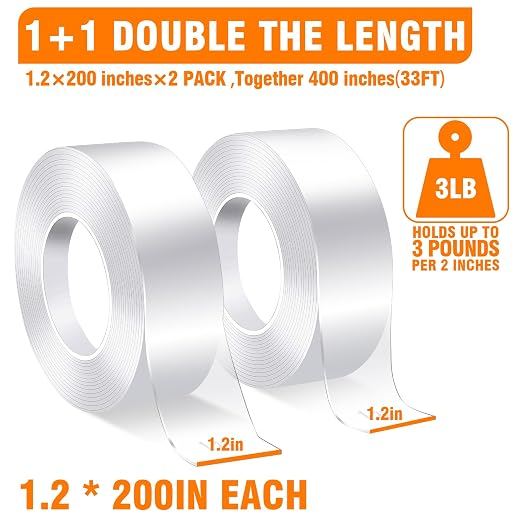 ANLOKE Double Sided Tape Heavy Duty 2 Pack, 1.2 Inch x 400 Inch ，Extra Large - Image 2