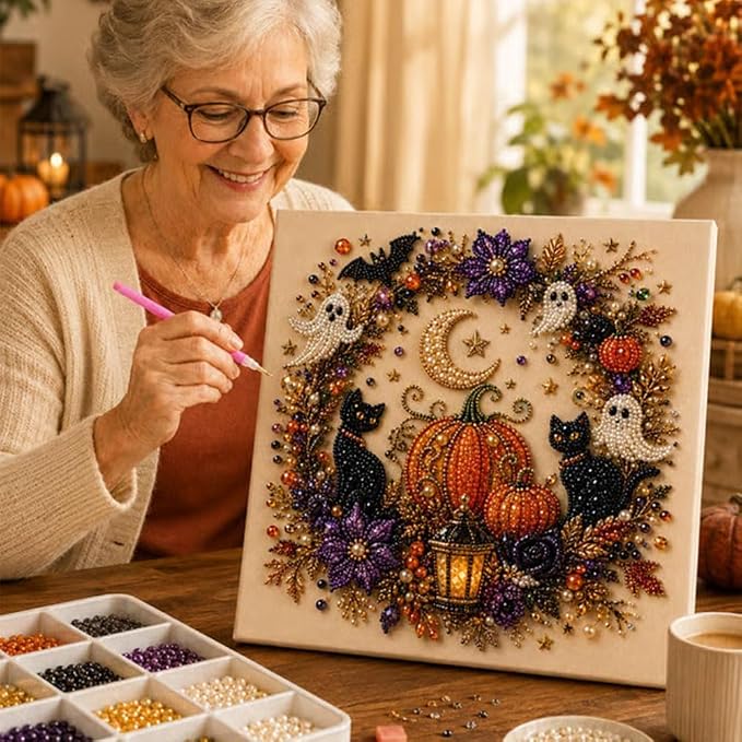POETRYDRAW Halloween Decor Witch Moon Pearl Art Kit - Image 7