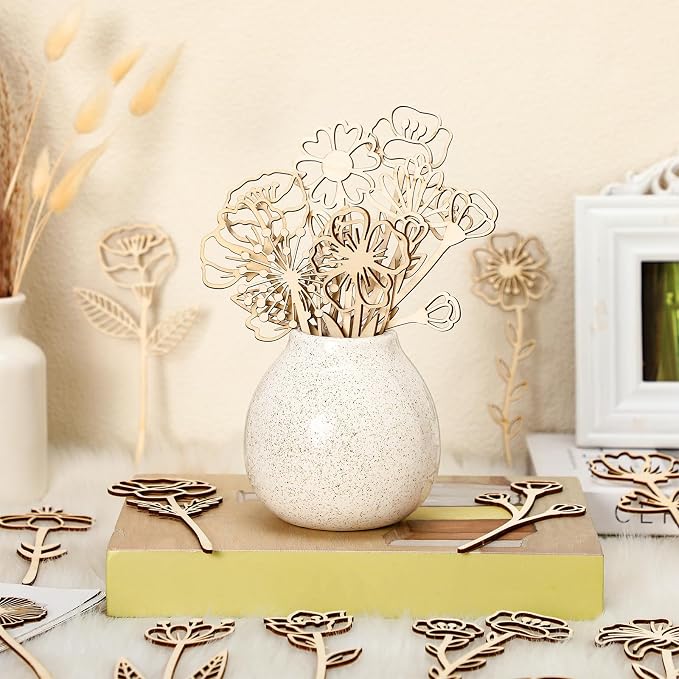 RattanView 36 Pcs Wooden Wildflower Decor Set Wood Flowers Cutout Signs - Image 3