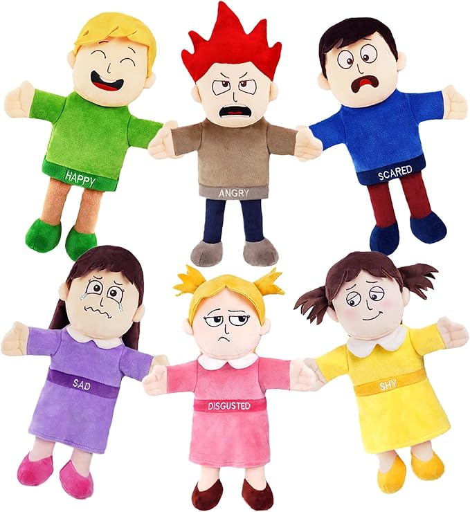 6 Pcs Feelings Hand Puppets Emotion Toys Set, 12 Inch Expression Puppets by JUSTQUNSEEN