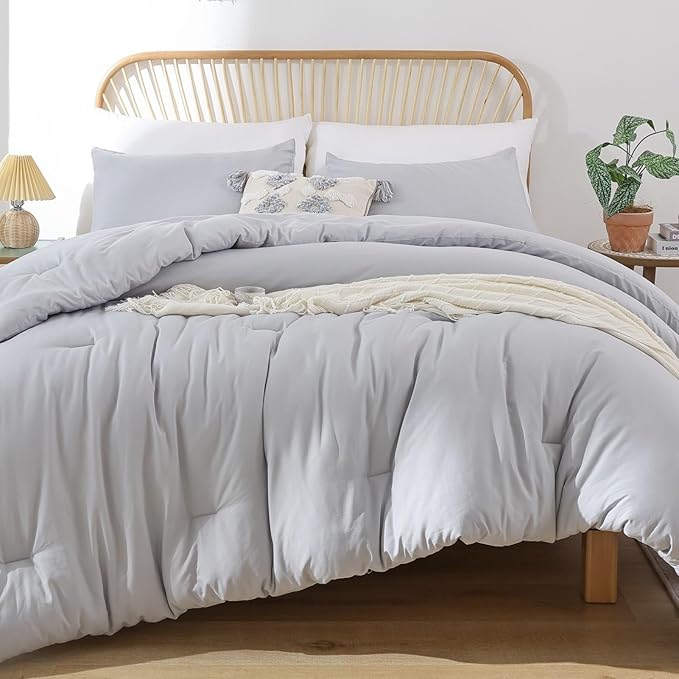 ROSGONIA Oversized King Comforter Light Gray, Soft Lightweight Oversized King by ROSGONIA