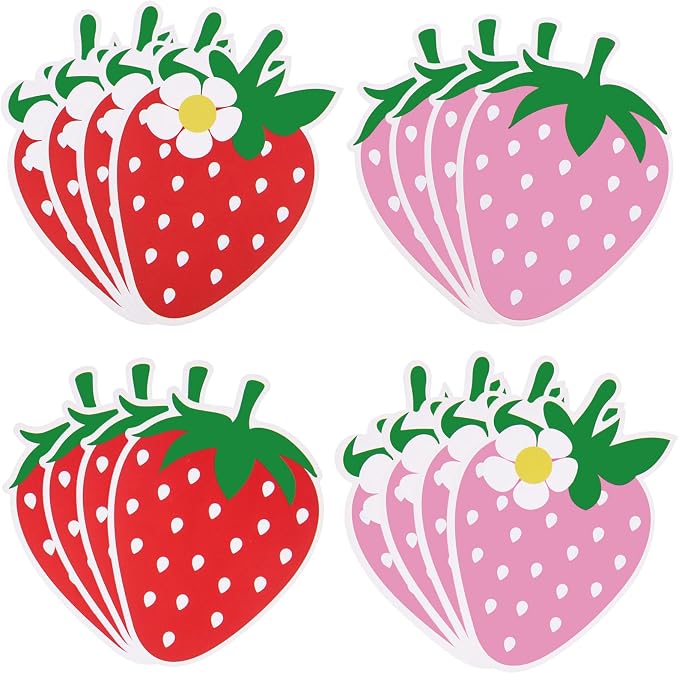 MixTeach 96 Pieces Strawberry Cutouts Summer Berry Paper Cutouts Strawberry by MixTeach