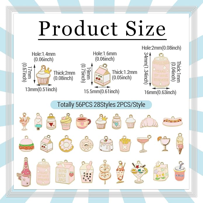 Enamel Food Charms Cute Assorted Food Pendants Sweet Dessert Charms - Image 2