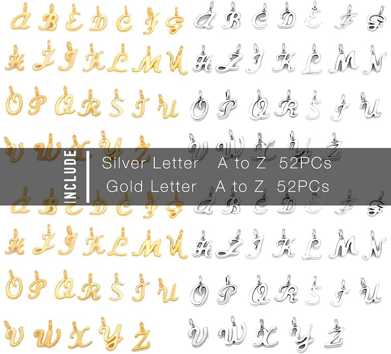 stino 200Pcs A-Z Metal Letter Charms - Image 6
