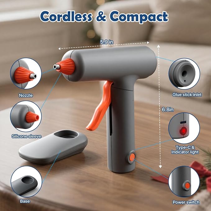 Cordless Hot Glue Gun and 40 Sticks, Fast Preheating - Image 3