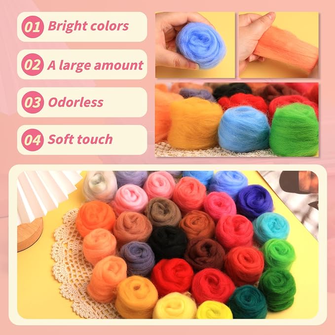 JUPEAN 221 Pcs Needle Felting Kit Needle Felting Starter Kit Needle Felting - Image 6