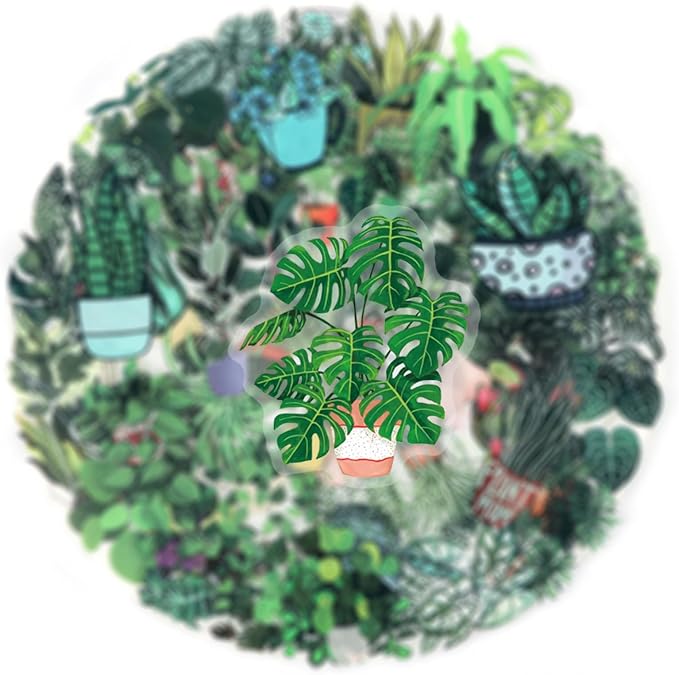 50PCS Green Plant Transparent Stickers, Potted Plant Floral Decals Stickers - Image 2