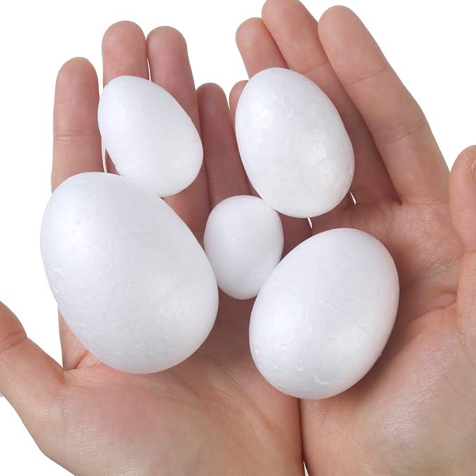 DIYASY 50 Pcs Foam Eggs, 3.5-7cm White Foam Eggs Shape Smooth Mixed Craft - Image 4