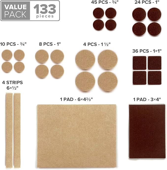 Felt Furniture Pads X-PROTECTOR 133 PCS Premium Furniture Pads - Image 5