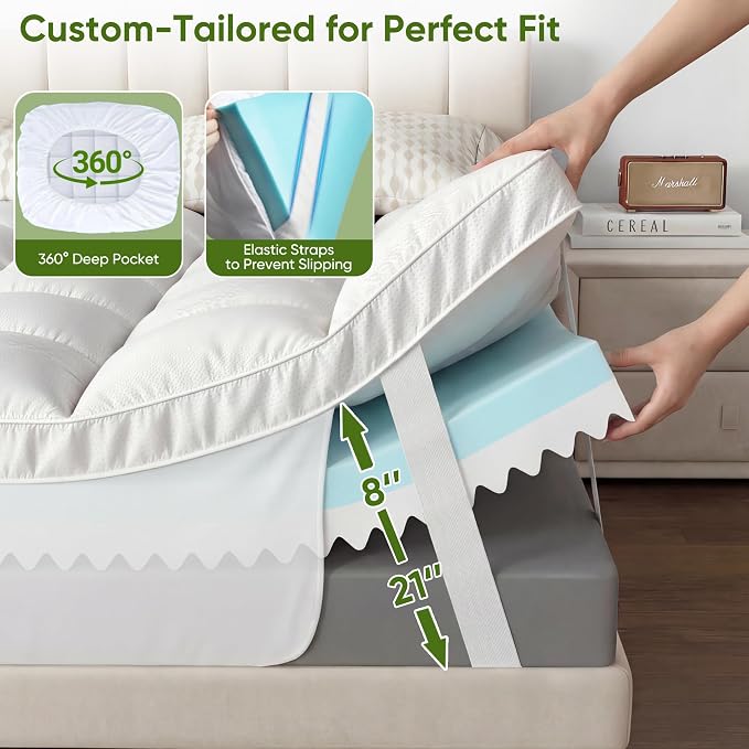 5 Inch Twin Mattress Topper, Memory Foam Mattress Toppers-2.5" Cooling Gel Foam - Image 6