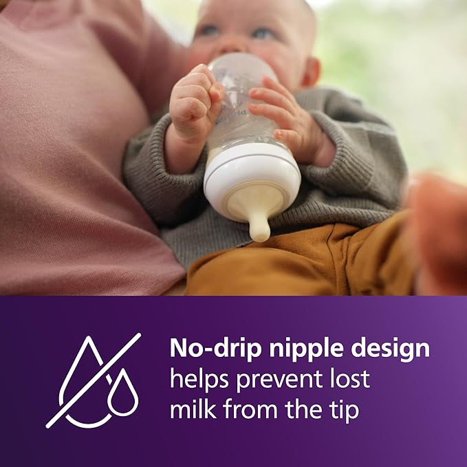 Philips Avent Natural Baby Bottles with Natural Response Nipples (Fast Flow, Flow 4), 11oz, 2-Pack, SCY906/02