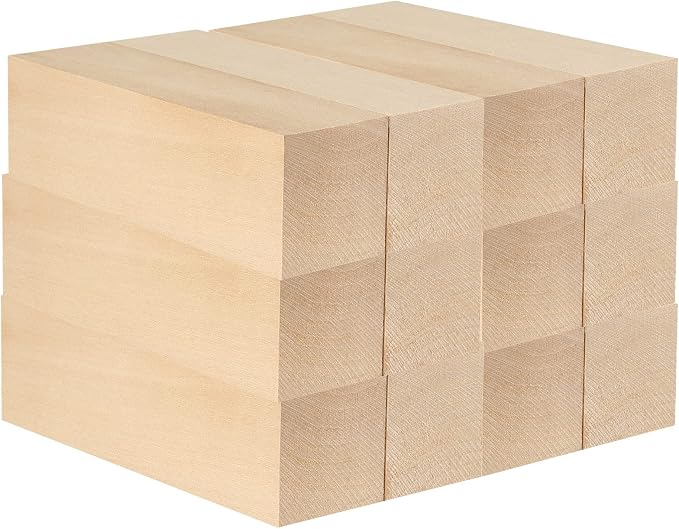 JAPCHET 12 Pieces 5 x 1-1/2 x 1-1/2 Inch Basswood Carving Blocks, Natural by JAPCHET
