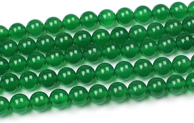 MJDCB 7A Natural Green Agate Beads Round Stone Loose Beads - Image 4