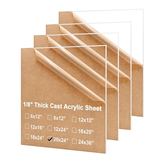 KINLINK 20x24 Plexiglass Sheets 1/8 inch Thick, 3mm Clear Cast Acrylic Sheet by KINLINK