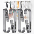 iBetterLife Clothes Pins Laundry Hooks - Heavy Duty Outdoor Towel Hanger with Clips for Hanging Socks Boot Bras Shower Pegs Closet Organizer Clamps for Bathroom Wardrobe Kitchen Office, 4Pcs Gray