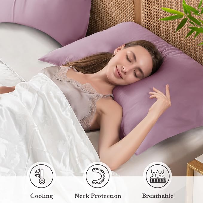 Curved Pillow Case King Size, Side Sleeper Pillow Cases Cover Cooling Rayon - Image 3