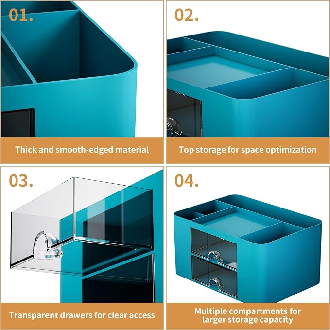 Marbrasse Pen Organizer with 2 Drawer, Desk Organizers and Accessories with 5 - Image 6
