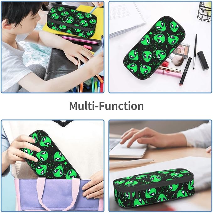 Funny Green Alien Pencil Case Organizer Big Capacity Pencil Pouch Stationery - Image 7