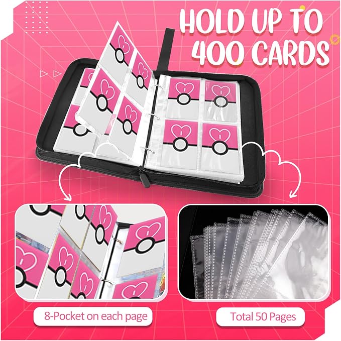 Card Binder 4 Pocket, Trading Card Holder Fits 400 Cards - Image 4