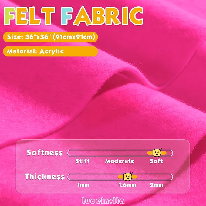 Fuchsia 36" X 36" Felt Fabric Sheet - Image 2