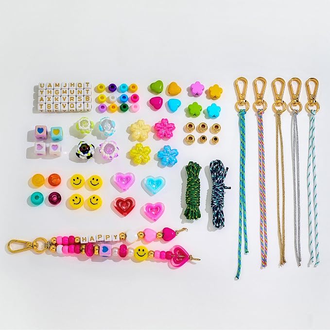 HolidayQbee DIY Bead Keychain Making Kit Beads-421PCS Beaded Bag Charm Making - Image 9