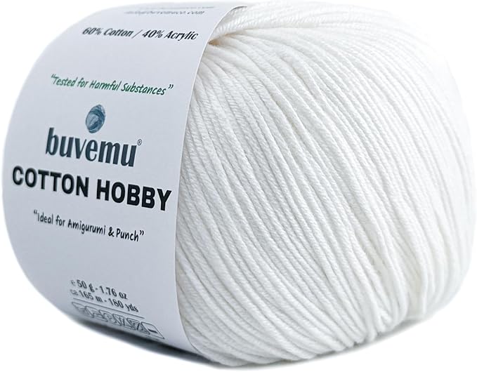 Cotton Hobby Yarn for Amigurumi Crochet & Knitting | 1.76 oz / 180 yds by buvemu