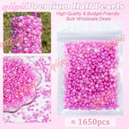 qiipii 1650PCS 5mm Rose Red Half Round Pearls Bulk - Image 2