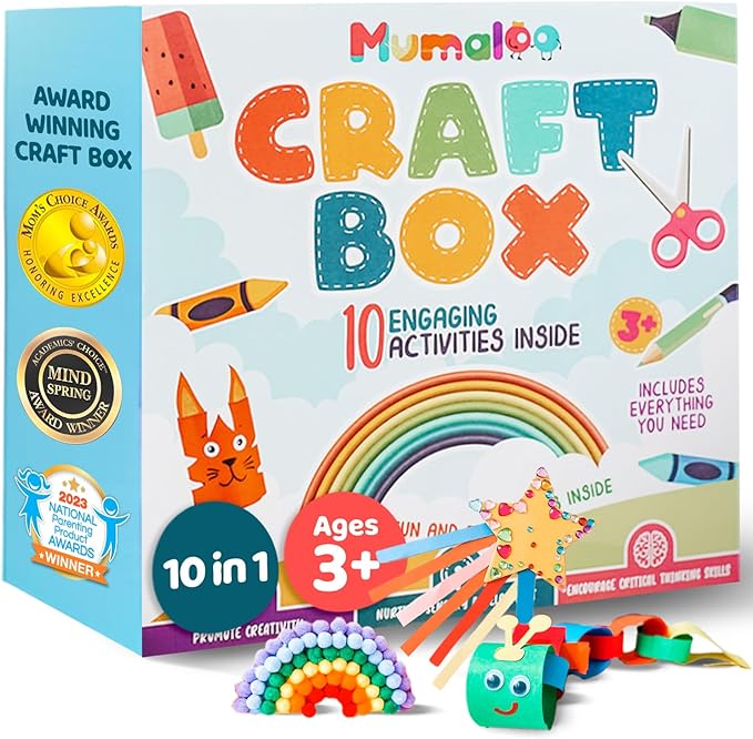 Mumaloo Arts and Crafts Kit for Kids – 10 Projects Ages 4–8 | No-mess craft box by Mumaloo