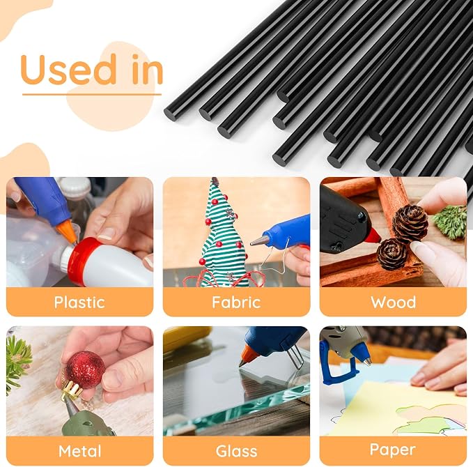 72pcs Black Hot Glue Sticks, 0.43"x8" Full Size Glue Sticks - Image 5