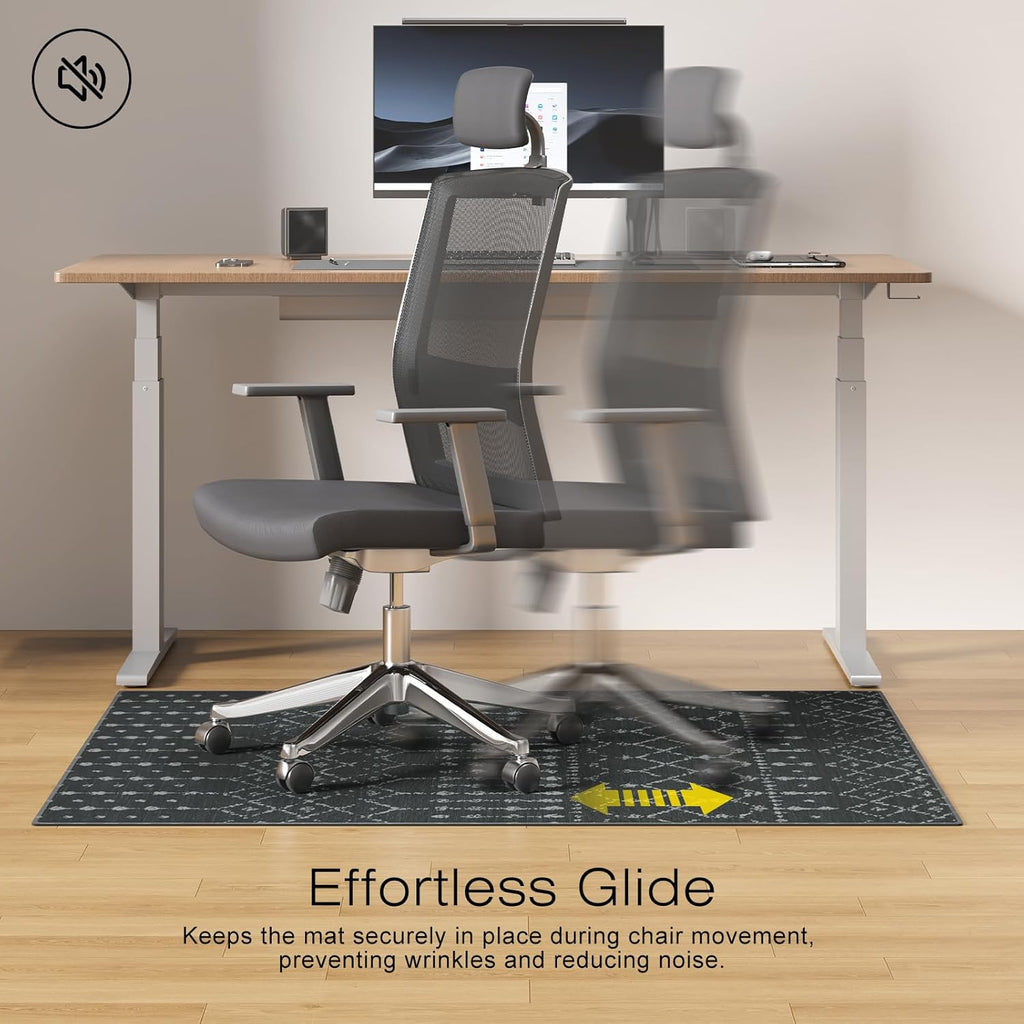 Office Chair Mat for Hardwood & Tile Floors, 48" x 36" Desk Chair Mat, Non-Slip Floor Protector for Rolling Chairs, Machine Washable Area Rug for Home Office, Black