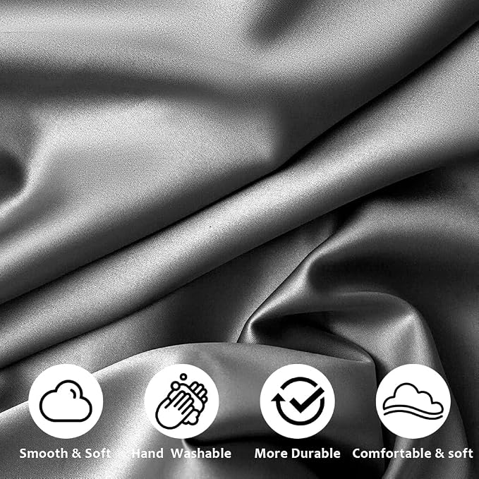 AUAUY 2 Pack Satin Silk Pillowcase, 19.69x31.50in Silk Pillowcases - Image 3