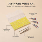 36000Pcs Yellow Rhinestones for Bedazzling, Mix Sizes 2-6mm Flatback Gems - Image 2