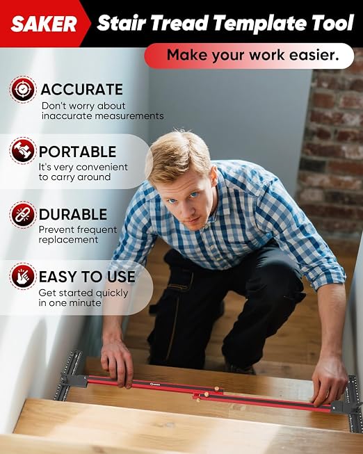 Saker Stair Tread Template Tool, 2026 New Stair Measuring Tool, Stair Tread Jig - Image 2