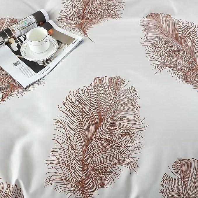 OAITE Duvet Cover Twin Size, Reversible Leaf Brown Duvet Cover Set - Image 6