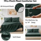 CozyLux Queen Comforter Set Forest Green, 7 Pieces Pintuck Bed in A Bag - Image 5