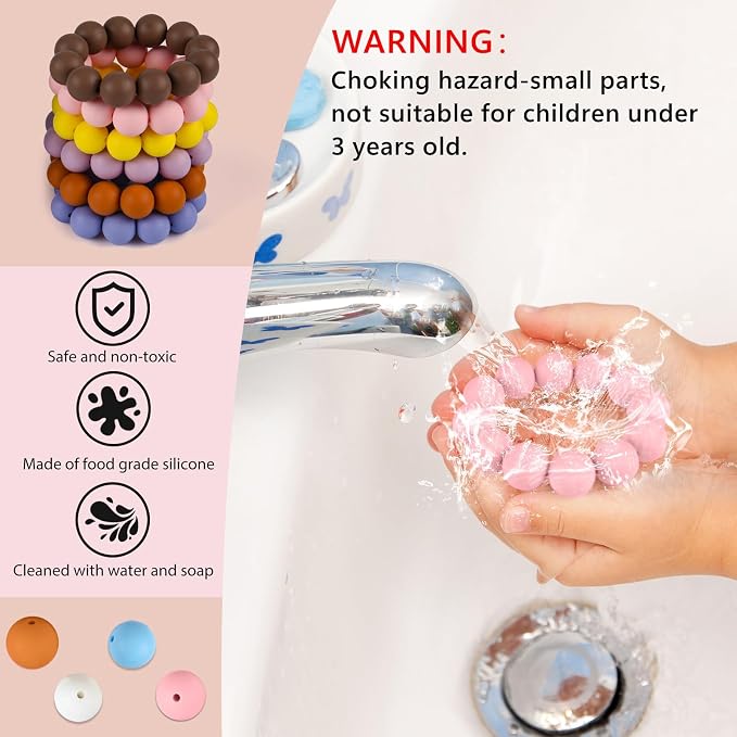 ASTARON 100 Pcs 15mm Silicone Beads - Image 3