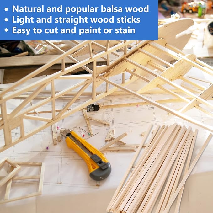 280Pcs Balsa Wood Sticks 1/8 x 1/8 x 12 inch Wood Strip Square Wooden Dowel | - Image 4
